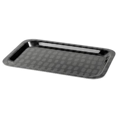 IKEA Tray, black/grey, 28x20 cm with 100 pack of napkin, white & Coffee cup and saucer, white, 20 cl