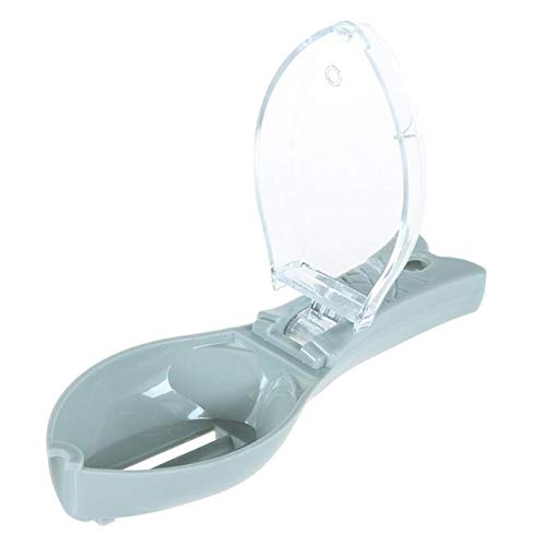 Digital Shoppy Blue and transparent pill cutter with hinged lid and internal slicing blade
