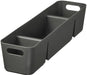 Black storage bin with handles on a white background