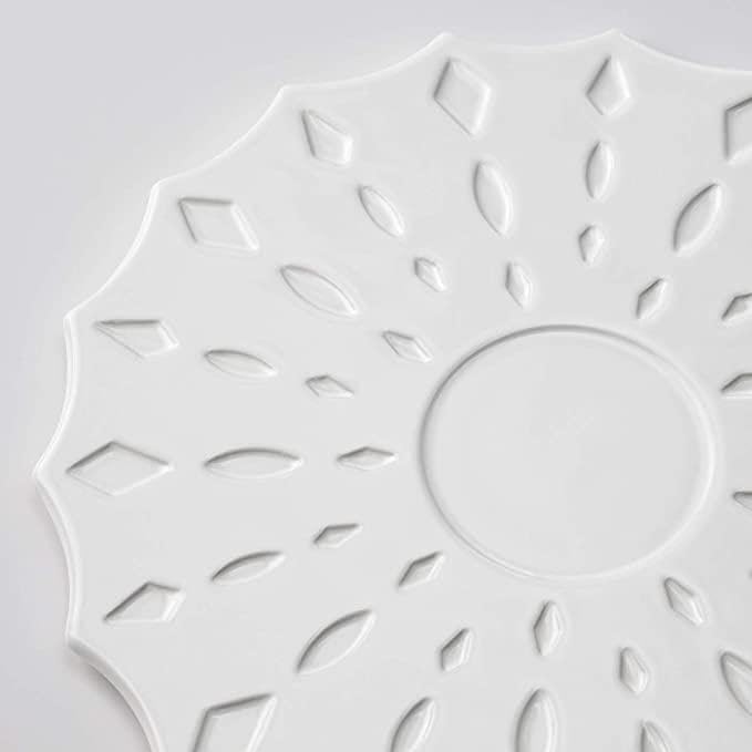 IKEA Unscented block candle, snowflake pattern white/red with Block candle holder 27 cm