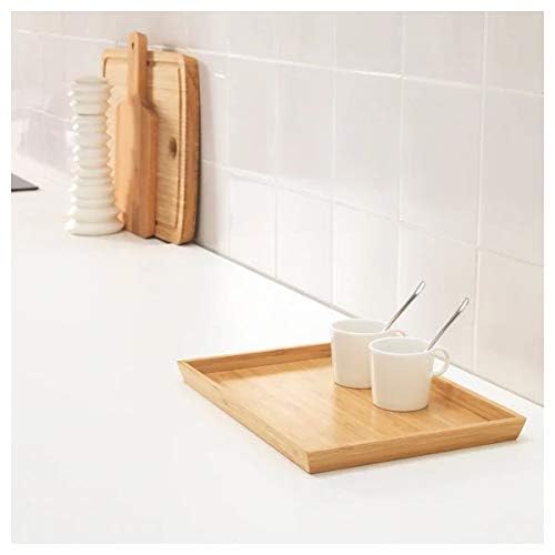 IKEA Tray, bamboo, 25x33 cm with  Mug, grey, 37 cl