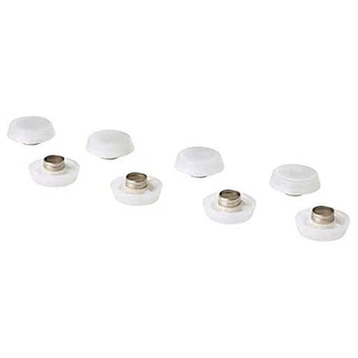 KEA FIXA transparent floor protector with rivet attached to wooden furniture leg close-up #80389172