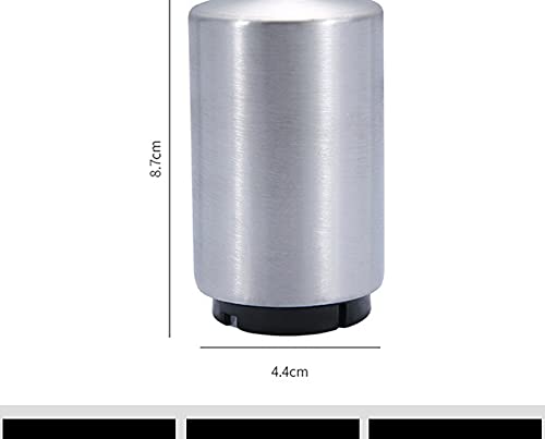 Silver cylindrical object with dimensions on a white background