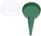 Green plastic container with a white lid on a white background