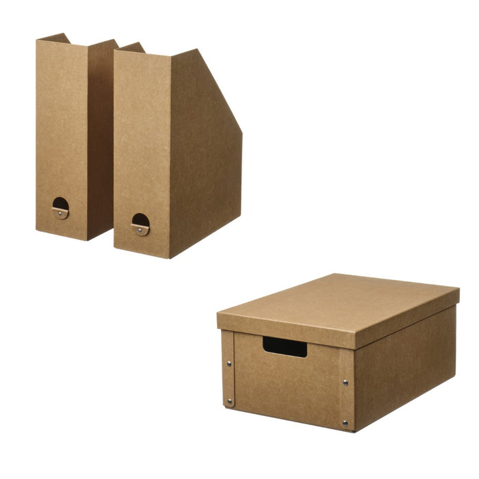 IKEA GÄRDESGÅRD Magazine file, natural with Storage box with lid, natural, 25x35x16 cm (9 ¾x13 ¾x6 ¼ ")