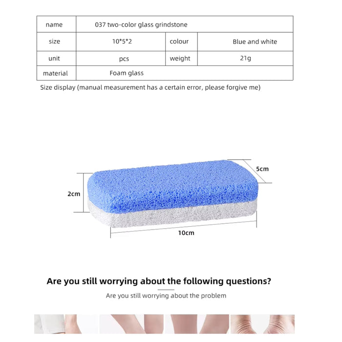 Digital Shoppy  Glass Pumice Stone for Feet Hard Dead Skin Cracked Heel Callus Remover and Foot Scrubber & Pedicure Exfoliator Kit (Blue+white)