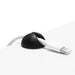 Cable Organizer Clips – 5pcs Black TPR, Single-Hole Buckle Design, mounted on white surface holding Lightning cable