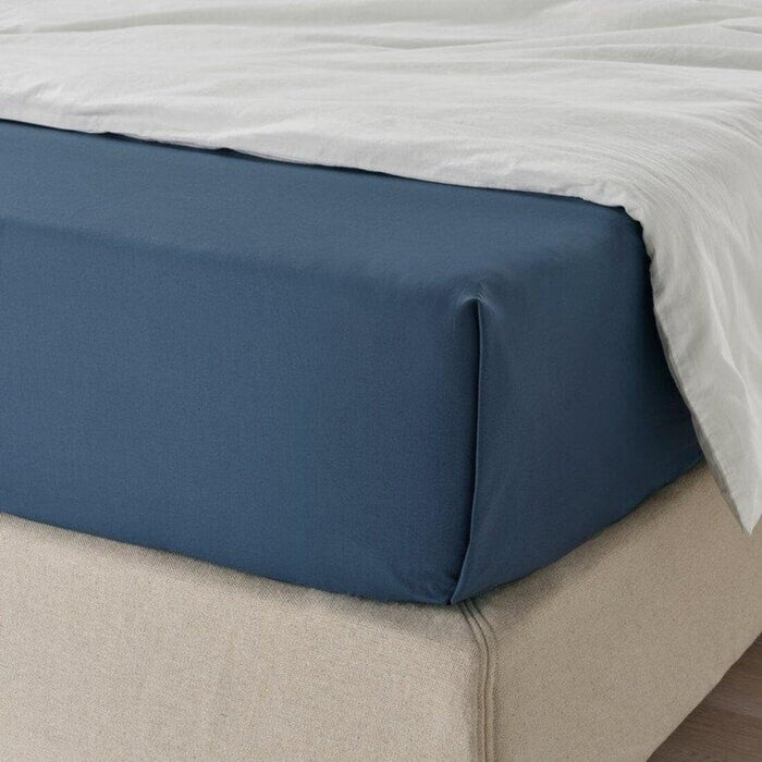 IKEA ULLVIDE Bedding Set: Luxury Dark Blue Flat Sheet (240x260cm) & 2-Pack Pillowcases