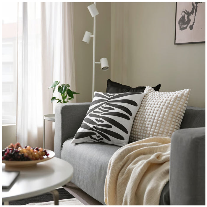 IKEA MAJSMOTT Cushion cover, off-white/black, 50x50 cm