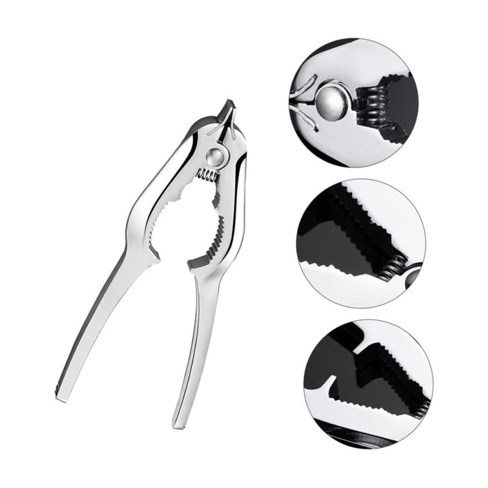 Metallic kitchen tool with close-up details on a white background