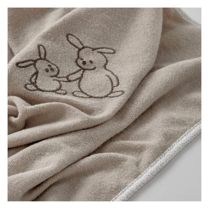 IKEA SKÖTSAM Baby Care Mat Cover with Rattle, Beige, Cotton Terry, 53x83 cm, Bunny Embroidery, 2-Piece Set