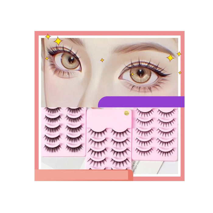 Digital Shoppy 5 Pairs Manga Lashes Natural Wispy Korean Makeup Artificial False Eyelashes