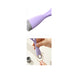 Purple handheld device with a ring attachment held by a hand on a white background