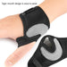Black and gray wrist support brace with tiger mouth design on a white background