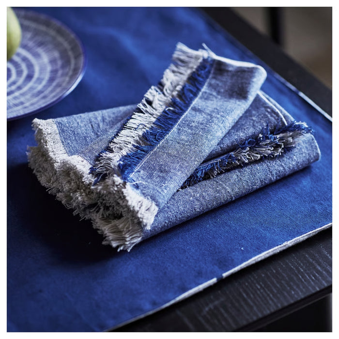 IKEA NISSÖGA Napkin, grey/dark blue, 35x35 cm (14x14 ") ( 4 pack) with LILLNAGGEN Squeegee, black.