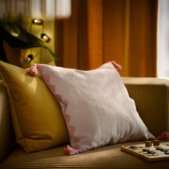 Ikea GOKVÄLLÅ Cushion Cover, White/Pink, 50x50 cm (20x20) with Washcloth, White, 30x30 cm