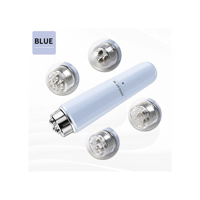 Blue light therapy device with multiple attachments on a white background