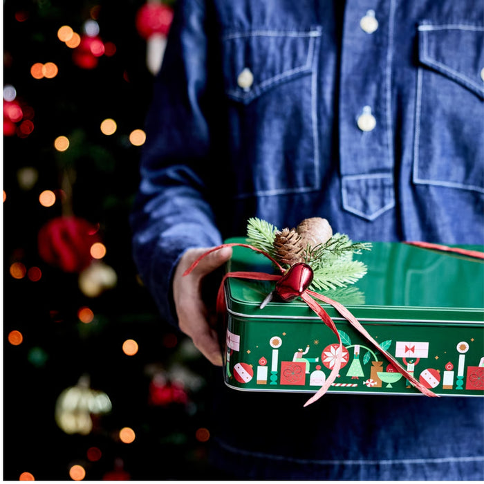 IKEA VINTERFINT Tin with lid, green, 29x20x8 cm (11 ½x7 ¾x3 ¼ ")