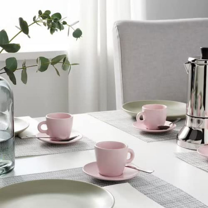 IKEA FÄRGKLAR Cup with Saucer, Pink, 7 cl (2 oz) (Pack of 1)