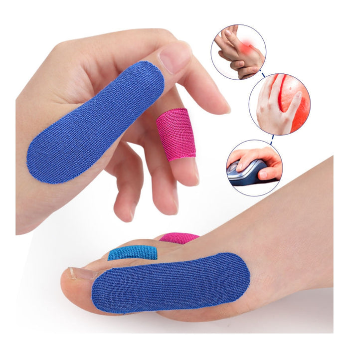 Thumb support stickers close up showing flexible stretchable material
