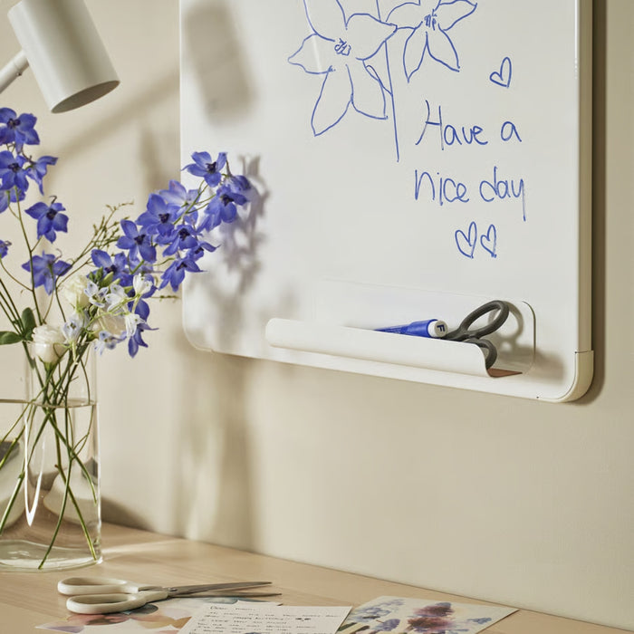 IKEA VEMUND Pen/eraser holder, white with MÅLA Whiteboard pen with holder/eraser, mixed colours
