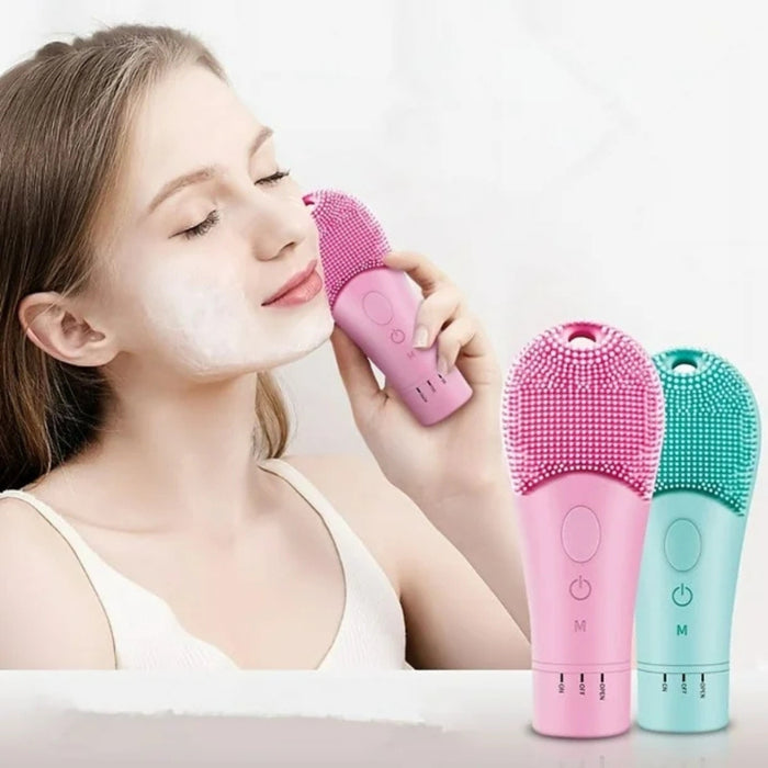 Digital Shoppy Electric Silicone Gel Facial Cleansing Brush – Waterproof - Green