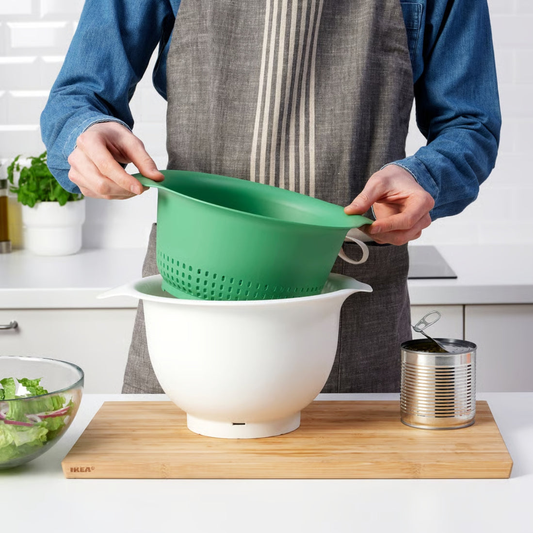 IKEA UPPFYLLD & VISPAD Kitchen 3-Piece Set - Salad Spinner, Colander ...