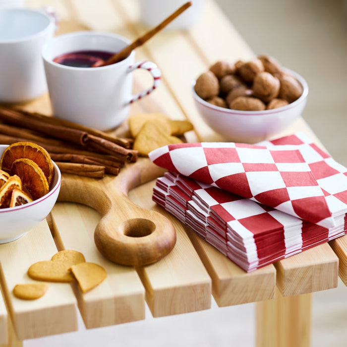 IKEA VINTERFINT Paper napkin, check pattern white/red, 33x33 cm