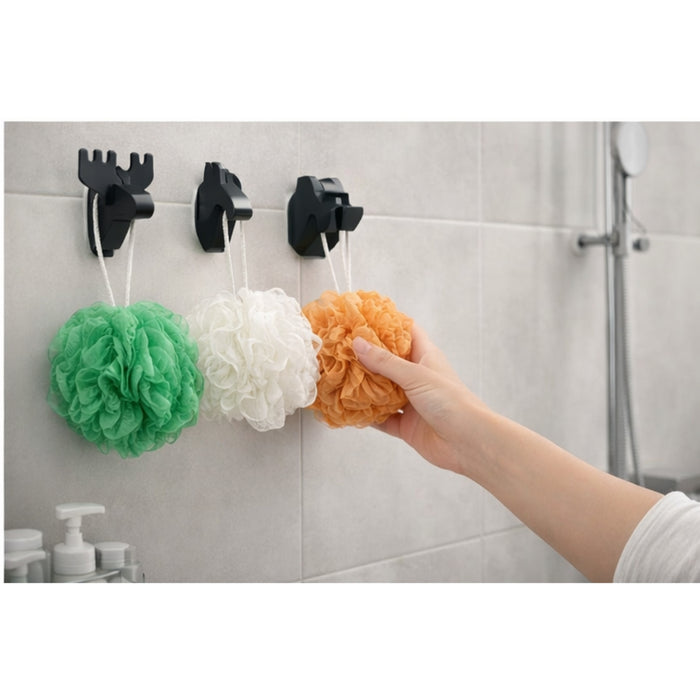 IKEA Bathroom Essentials Set| FRÖSÅDD Black Hooks, ÅBYÅN Body Puffs & GULVIAL White Hand Towel | 7-Piece Spa Set