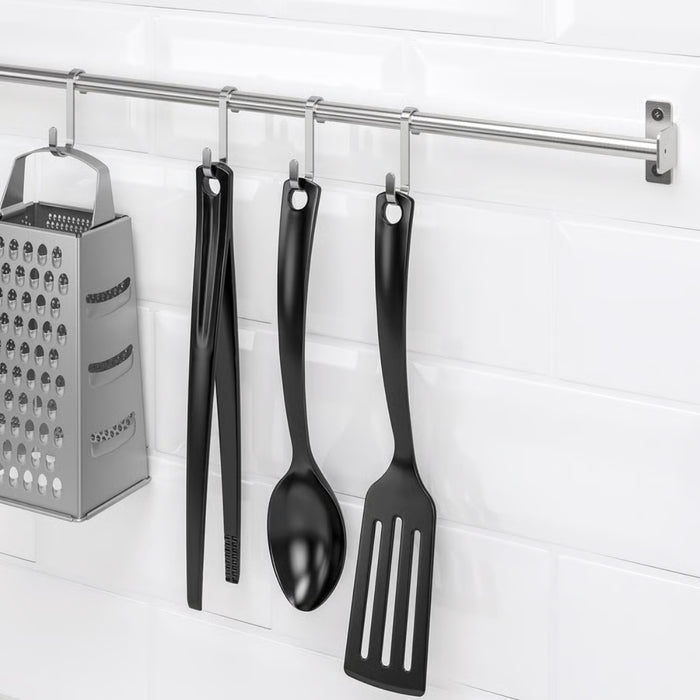 IKEA KUNGSFORS Chef’s Storage Set: 56cm Stainless Steel Rail, 3 Hooks & 5 S-Hooks