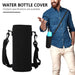 Digital Shoppy insulation cup strap cover – black bottle cover with strap, shown worn crossbody with blue bottle


