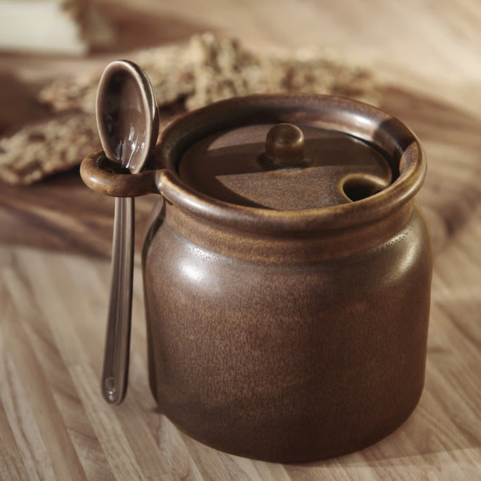 KÖSSEBÄR 0.3 l jar for condiments or jam, with built-in spoon