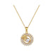 Gold necklace with a floral pendant on a white background