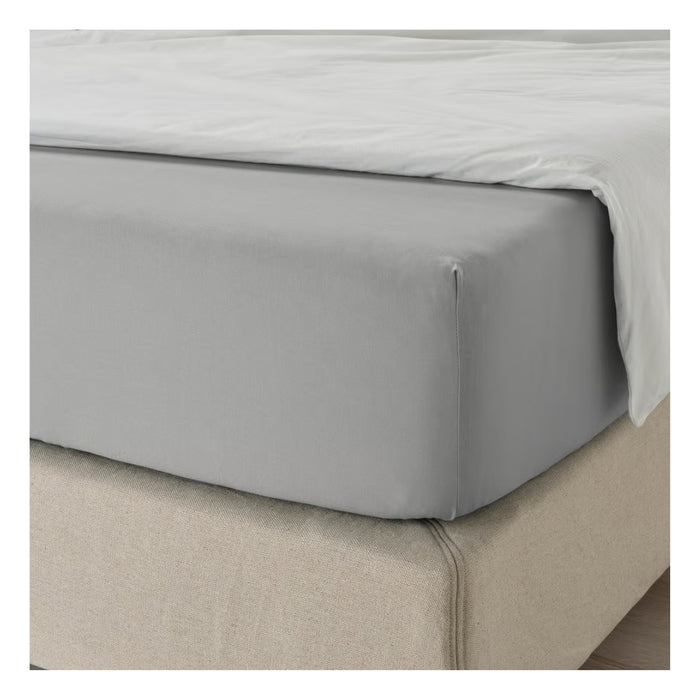 IKEA DVALA Fitted sheet, light grey, 180x200 cm (71x79 ")