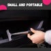 Digital Shoppy mirror wiper – hand using compact scraper tool to clean car door crevice, labeled “small and portable