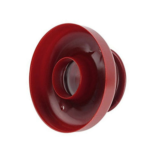 Two red donut molds shown from multiple angles, suitable for sugar paste, chocolate, soap, resin, and muffin crafting
