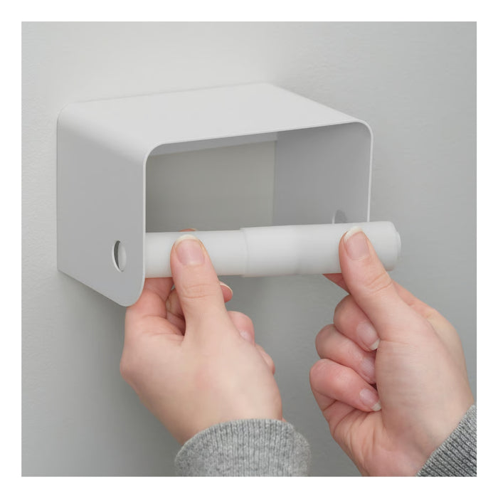 IKEA ENUDDEN Toilet Roll Holder with Washcloth, White, 9x13x8 cm, Top Shelf, Light Yellow Washcloth 30x30 cm ( 2 piece )