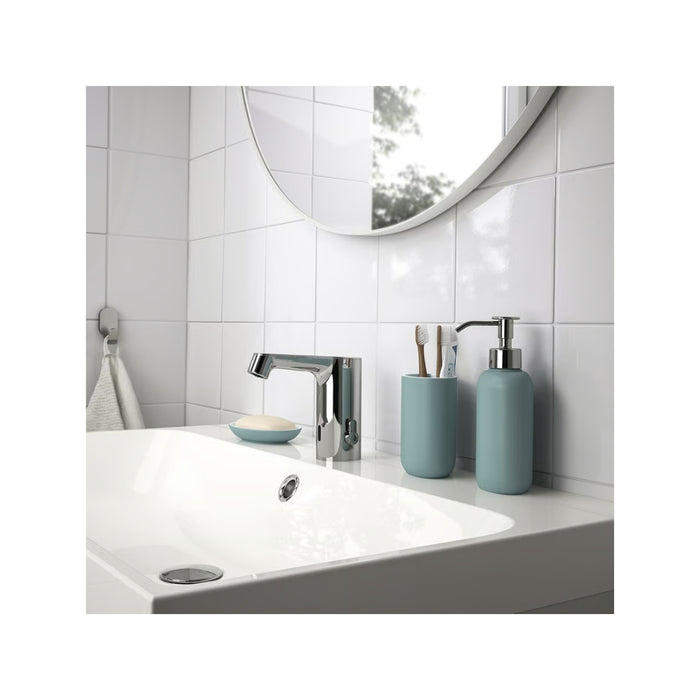IKEA EKOLN Soap Dish with a smooth, matte finish, placed next to a modern bathroom sink