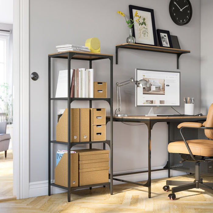 IKEA GÄRDESGÅRD storage box – modern home office with shelving unit and brown boxes organized by size-30596956