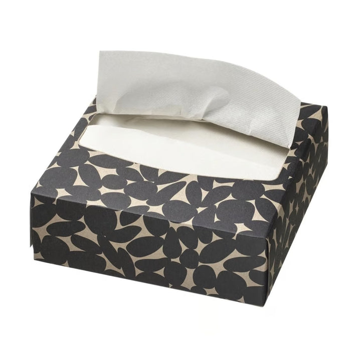 IKEA HÖSTAGILLE Tray Multicolour 20x28 cm with HAVSKUSE Paper Napkin with Box Patterned Black White 32x16 cm 100 Pack