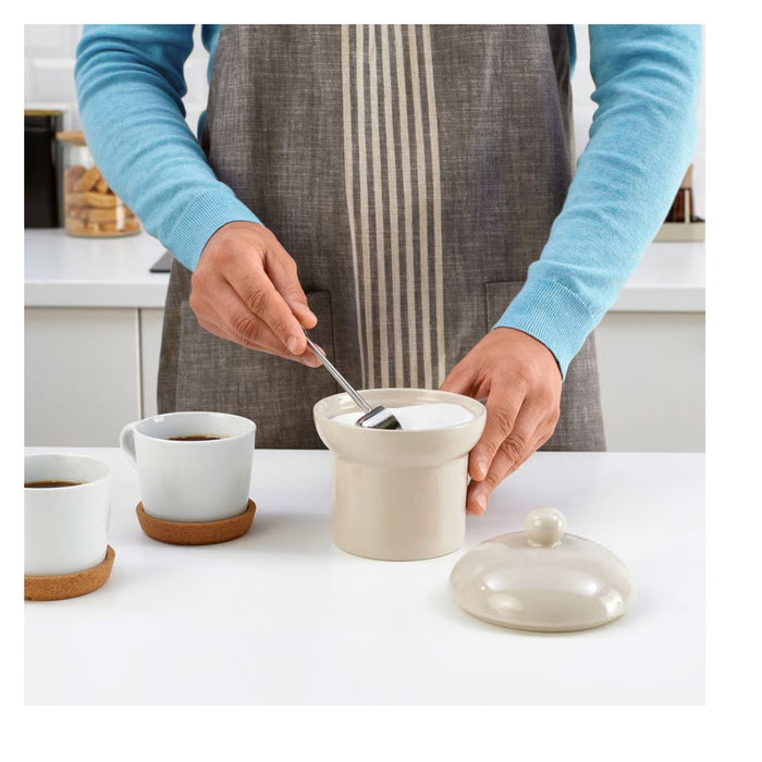 IKEA SPINNARHAJ Jar with lid, off-white, 13 cm (5 ")