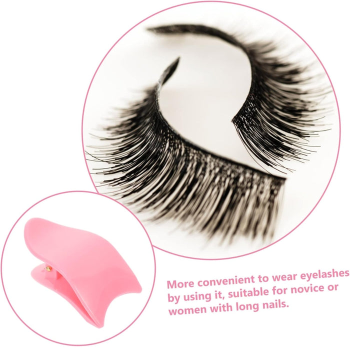 False eyelashes with a pink tool on a white background