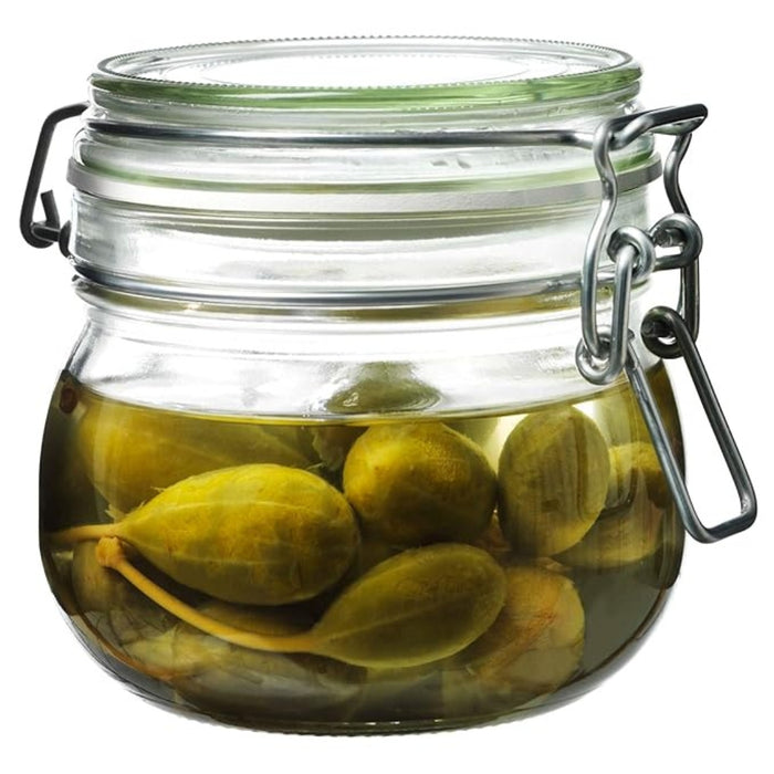IKEA Pantry Organization Set: PÅLYCKE Under-Shelf Clip-on Basket & KORKEN Glass Jar Set (0.5L + Patterned Green 3-Pack)