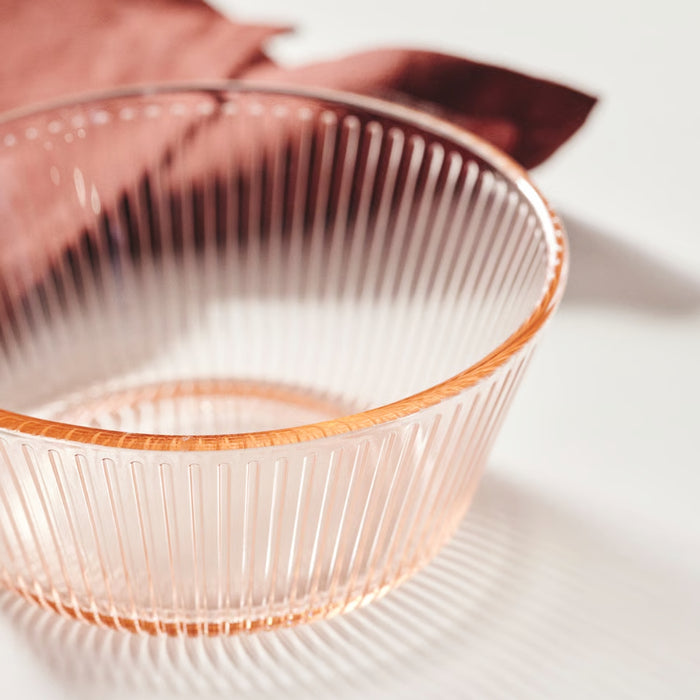 Ikea HAVSGÄDDA Bowl, Stripe Pattern/Pink, 12 cm (4 ½ ") with Washcloth, White, 30x30 cm