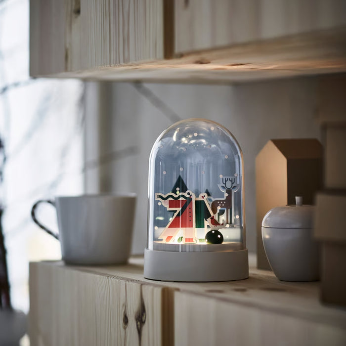 IKEA STRÅLA Table lamp, snowy night/battery-operated dome