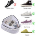 Digital Shoppy laundry bag – shoe compatibility chart showing suitable types: canvas, sneakers, mesh, slippers