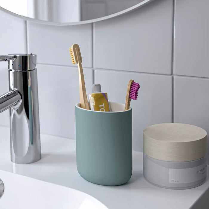 IKEA EKOLN 4-Piece Bathroom Accessories Set, Light Grey-Turquoise