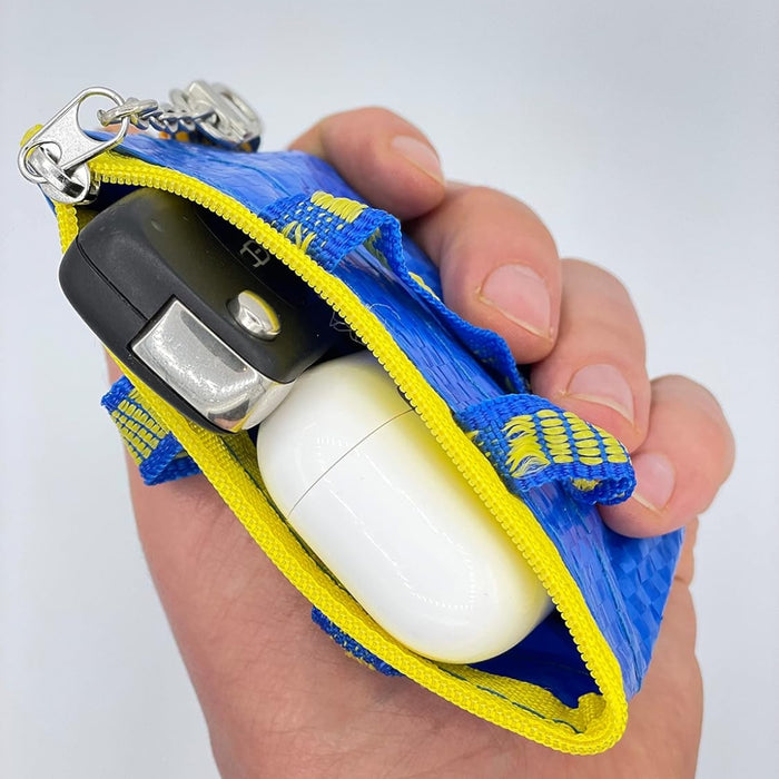 IKEA ROMELSÖN Whale Pattern Accessory Bag 13×2×11 cm + KNOLIG Mini Blue Coin Purse with Key Chain Clip