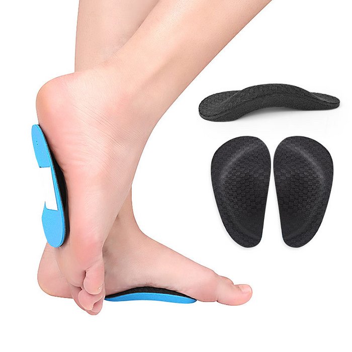 Digital Shoppy EVA Sports Flat Foot Arch Support Half Insole Inner And Outer Eight-character Orthopedic Foot Pad, Black