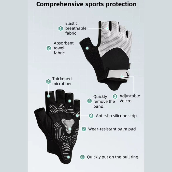 Digital Shoppy Half-Finger Cycling Gloves, XL – Shock-Absorbing, Non-Slip, MTB & Road Bikes